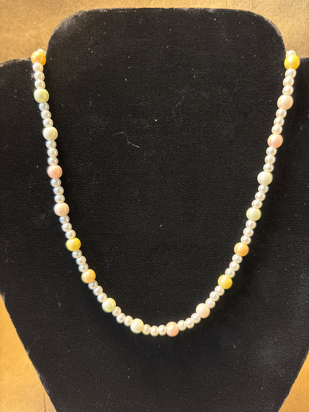 Child’s Faux Pearl Necklace with Pastel Accents