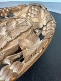 Black Forest Vintage Carved Wooden Wind Up Musical Fruit Bowl (WORKS)