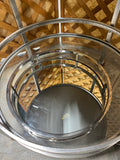 Set of 2 Round Chrome/Mirrored/Glass Side Tables with Extra Removable Tray