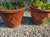 Pair of Plastic/Styrofoam Pots with Decorative Metal Plant Supports