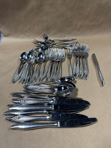 Stainless Steel Towle Silverware With Rose On Handles — Made In Germany — 54 Pieces