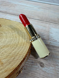 Enamel Gold Tone Lipstick Novelty Stretch Ring