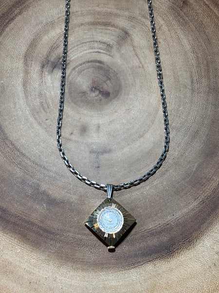 Caravelle Watch Pendant on Silver Tone Chain