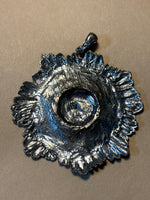 Large Silver Tone Flower Pendant