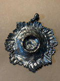 Large Silver Tone Flower Pendant