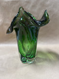 Green Murano Style Handkerchief Glass Vase
