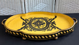 Heavyweight Resin Vintage Toleware Medallion Oval Footed Serving Tray AS IS (READ DESCRIPTION CAREFULLY)
