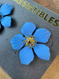 Cornflower Blue Resin Floral Earrings