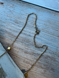 Textured Gold Tone Station Necklace with Cube Accents