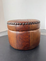 Leather Colorblock Rustic Studded Keepsake Box