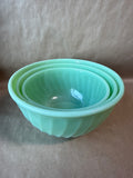 Ribbed Jadeite Fire King Nesting Bowls - Set Of 3 AS IS