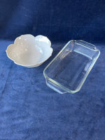 White Lotus Flower Bowl and Small Anchor Baking Dish