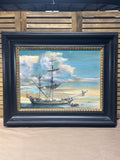 18th Century Ship/Maritime Oil Painting by Joe Hunt; Signed