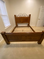 Lexington Wood & Metal Queen Bed, with Rails and Slats