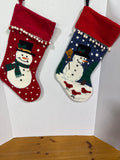 Snowmen Needlepoint Christmas Stockings - Pair (C)