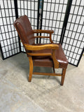 Mid Century/ Gunlocke Georgian  Style Wood/Leather Arm Chair