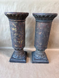 Antique Style Pillar Candle Holders - Pair