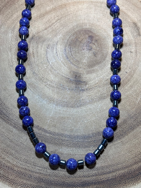 Purple & Chrome Beaded Necklace