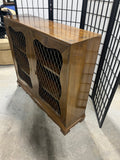 Vintage Wooden Cabinet with Double Doors with Diamond Pattern Wire Mesh Design