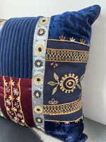 Navy & Burgundy Bohemian Patchwork Throw Pillow