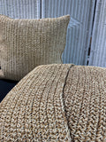 Pair of Pottery Barn XL Crocheted Jute Feather Throw Pillows