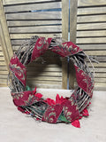 Grapevine Christmas Wreath With Poinsettias