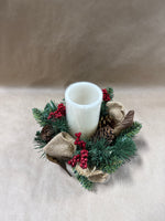 Christmas Wreath With Battery Operated Candle Centerpiece WORKS