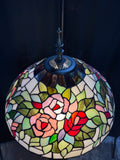 Tiffany Style Roses Stained Glass 2-Way Floor Lamp (WORKS)