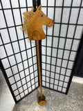 Wooden Stick Wheeled Riding Horse With Straw Hair