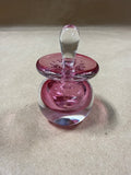 Small Pink Blown Glass Pink Perfume Bottle // Signed By Tom Hesse