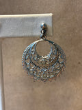 Silver Tone Ornate Round Earrings