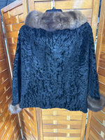 Black Velvet With Fur Trim Womans Jacket NO SIZE