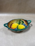 Mexican Clay Pottery Dish With Painted Fruit Inside