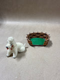 Wagner Handwork Mini Flocked Poodle With Dog Bed