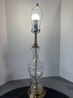 Hollywood Regency Style Brass & Cut Crystal Lamp (WORKS)