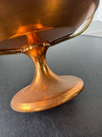 Manning Bowman #260 Vintage Copper Pedestal Bowl with Brass Handles