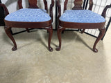 Pair of Arm Chairs with Blue Seat Cushions
