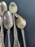 10-Piece Unbranded Vintage Sterling Silver Spoons with Daisy Pattern