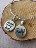 Inspirational Charm Wire Bangle Bracelet