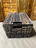 Dark Tone Lidded Woven Basket, 2 Available, PRICED INDIVIDUALLY, $20 EACH