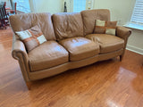 Southern Lights Trading Co. Tan Leather Sofa ***HEAVY ITEM***READ DETAILS ON PICK UP POLICY***