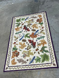 Fall Leaves Rug with Purple Boarder, 58"x36"