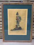 Tinted Silk Etching “The Vegetable Man” by Paul Geissler; Signed