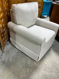 Linen Color Toner Upholstered Swivel Chair; Sits Firm