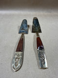 Pair Of Siam Brown Wood Cake Servers