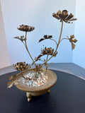 Vintage Bronzed Metal Flower Candelabra
