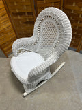 White Wicker Rocking Chair, NO CUSHIONS/SITS LOW