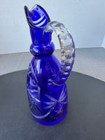(B) Bohemian Czech Cobalt Cut Crystal Decanter