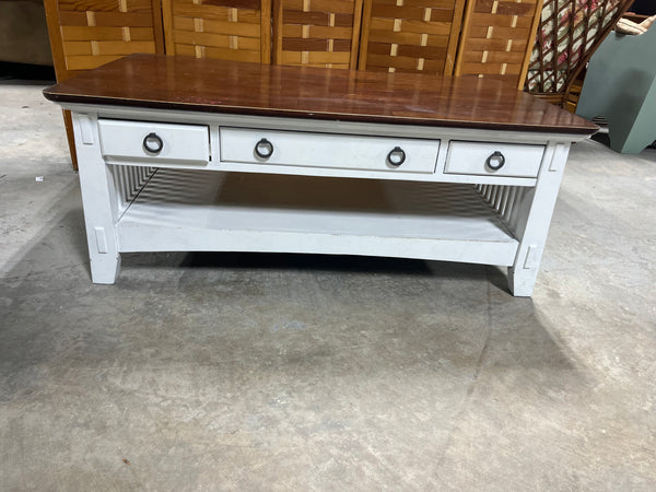 Two Tone Coffee Table with Drawers on Each Side