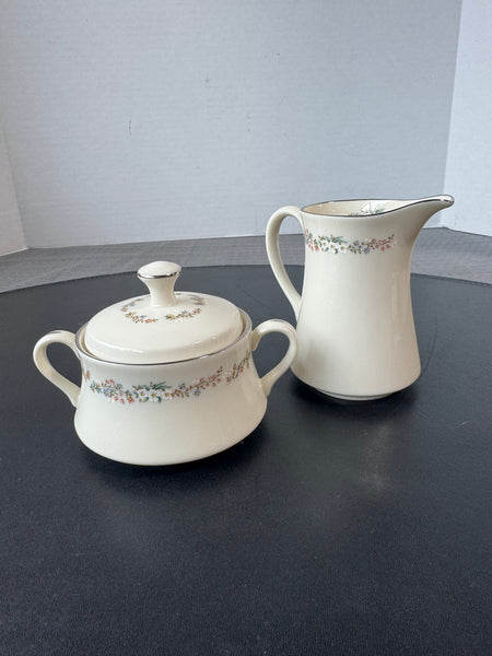(E) Gorham Rondelle Creamer & Lidded Sugar Bowl